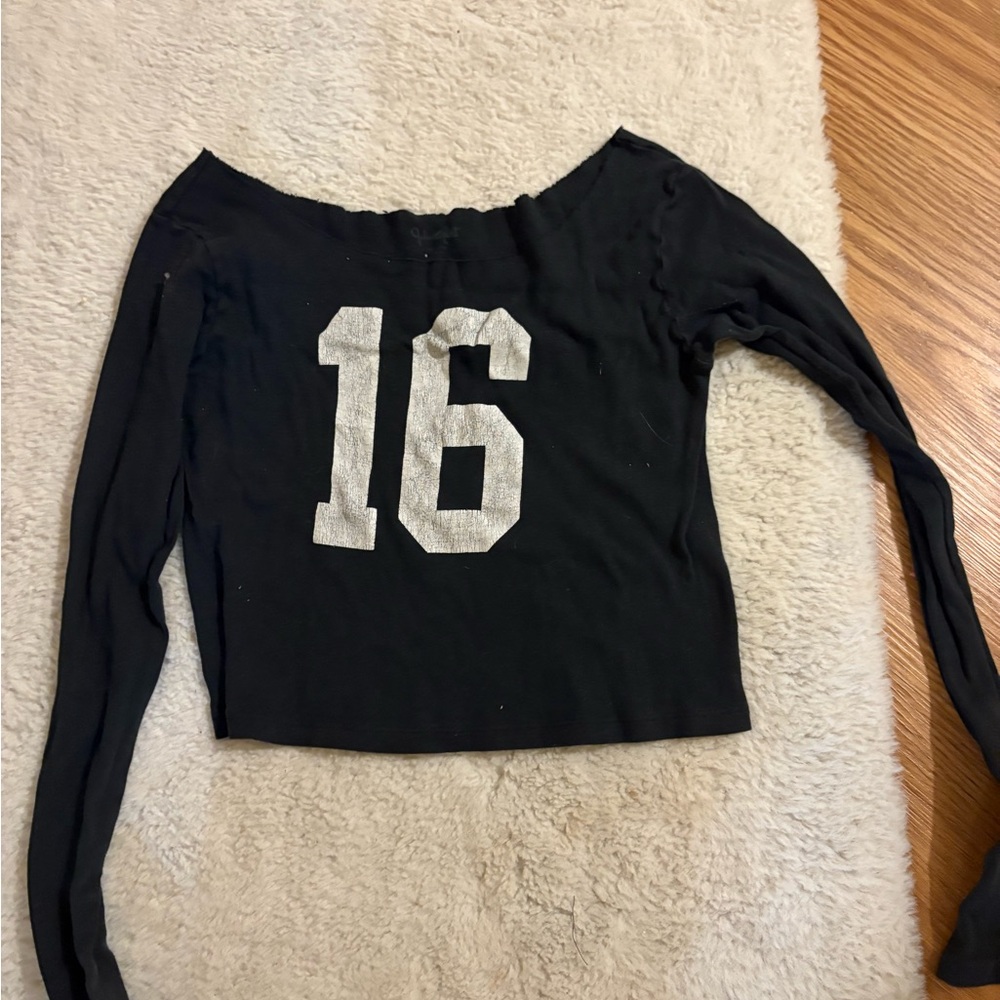 Brandy Melville Black Long Sleeve with White Number